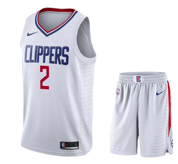 Men's Los Angeles Clippers #2 Kawhi Leonard White NBA Stitched Jersey(With Shorts)